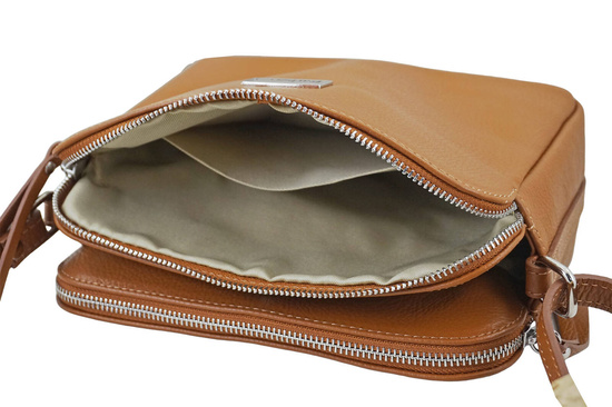 Torebka skórzana damska włoska - Brązowa jasna 