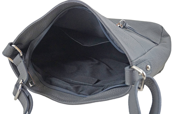 Torebka codzienna skórzana damska - Szara ciemna 