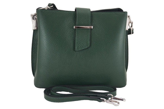 Modny kuferek skórzany damski włoski - Zielony ciemny