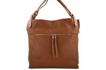 Duży skórzany worek / shopper bag - A4 - Brązowy jasny