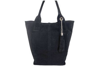 Shopper bag - torebka damska zamszowa - Czarna