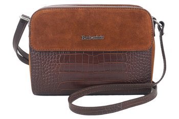 Stylowa torebka crossbody trzykomorowa skórzana - Brązowa