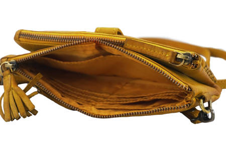 Ekskluzywna torebka skórzana handmade - Żółta ciemna 