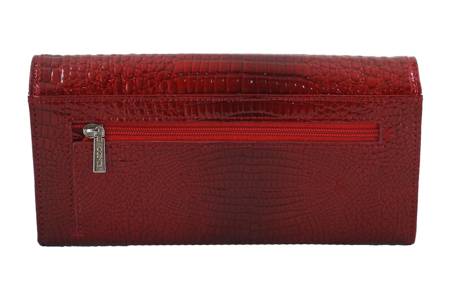 Klasyczny skórzany portfel damski CROCO - Czerwony 