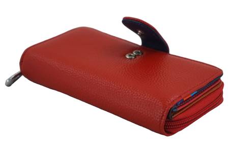 Kolorowe portfele damskie skórzane - Czerwone