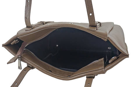 Praktyczna i elegancka torebka skórzana - Beżowa ciemna 