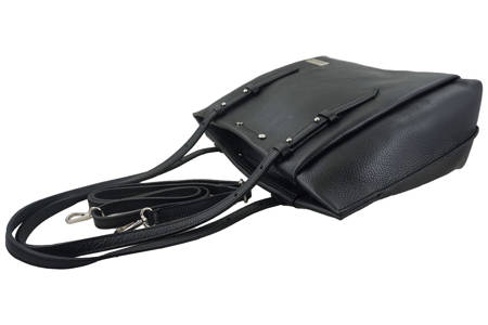 Praktyczna i elegancka torebka skórzana - Czarna 