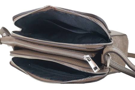 Torebka skórzana crossbody zamszowa - Czerwona 